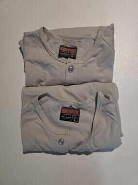 VTG Red Fox Athletic Wear Henley Shirt Lot 2 Men Large Gray Baseball USA 70s-80s